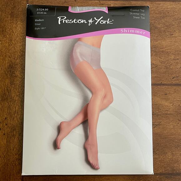 Preston & York Pantyhose Sheer Control Top Size: Medium, Color:  Silver - Picture 1 of 10